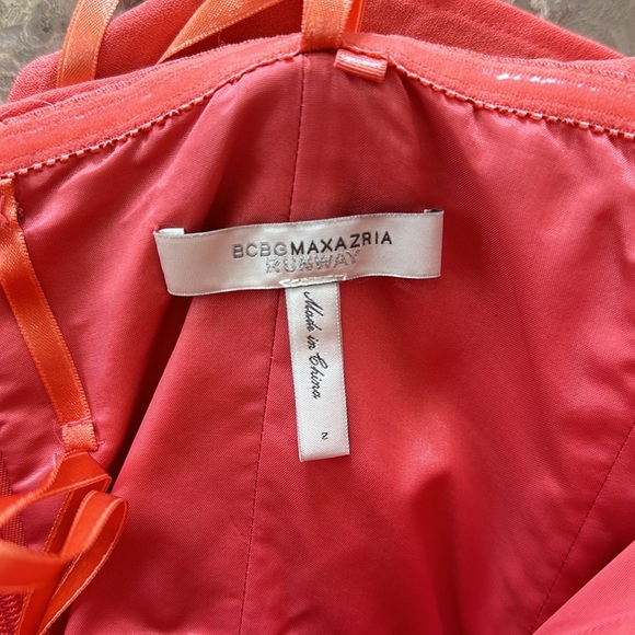 BCBGMaxAzria Runway Cocktail Dress, Sleeveless Mini Coral, Size 2 - Picture 6 of 10